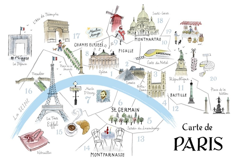 Map of Paris // Jetsetlust Travel Guide // Places to Stay in Paris