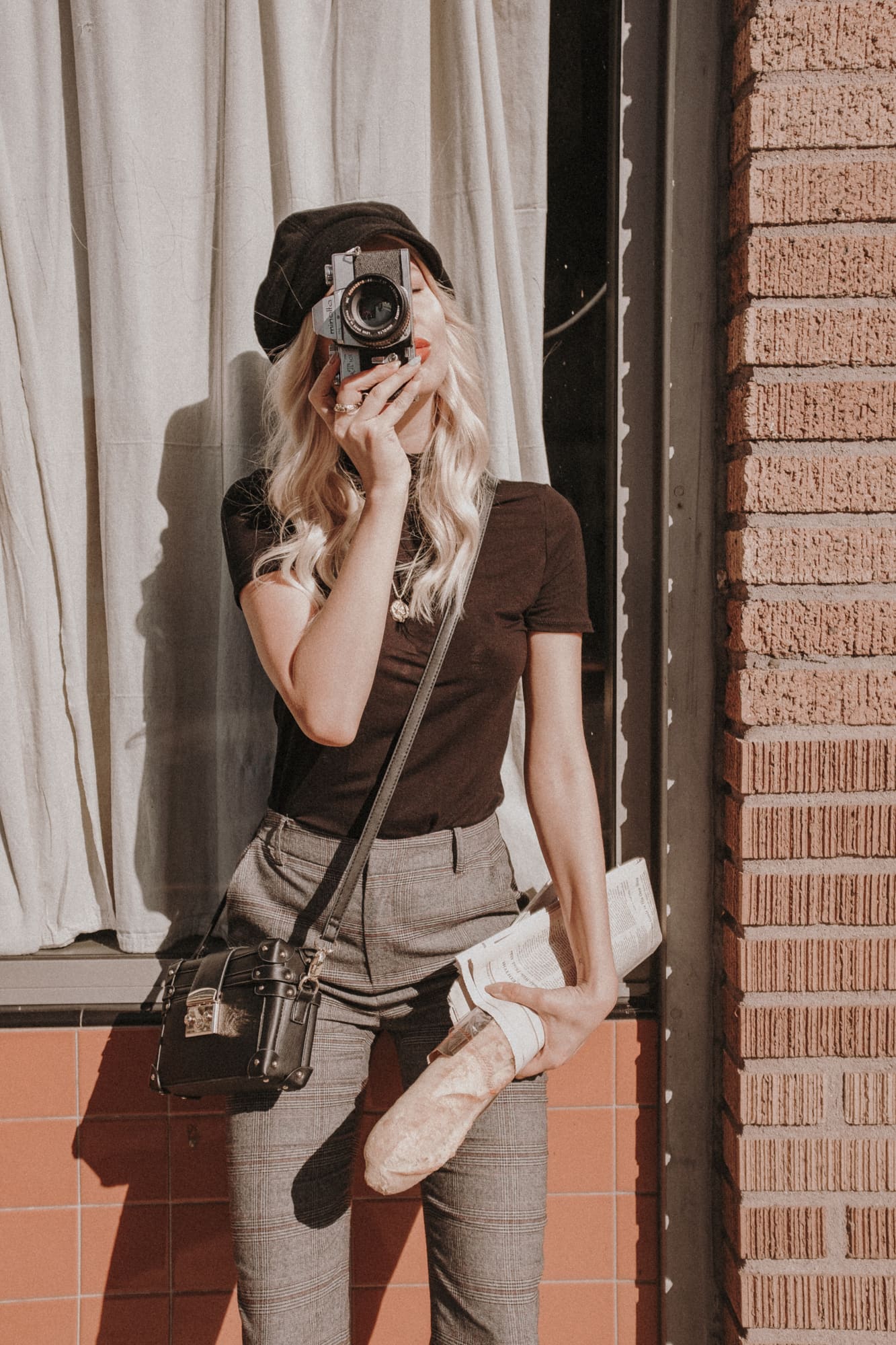 vintage style outfit with film camera