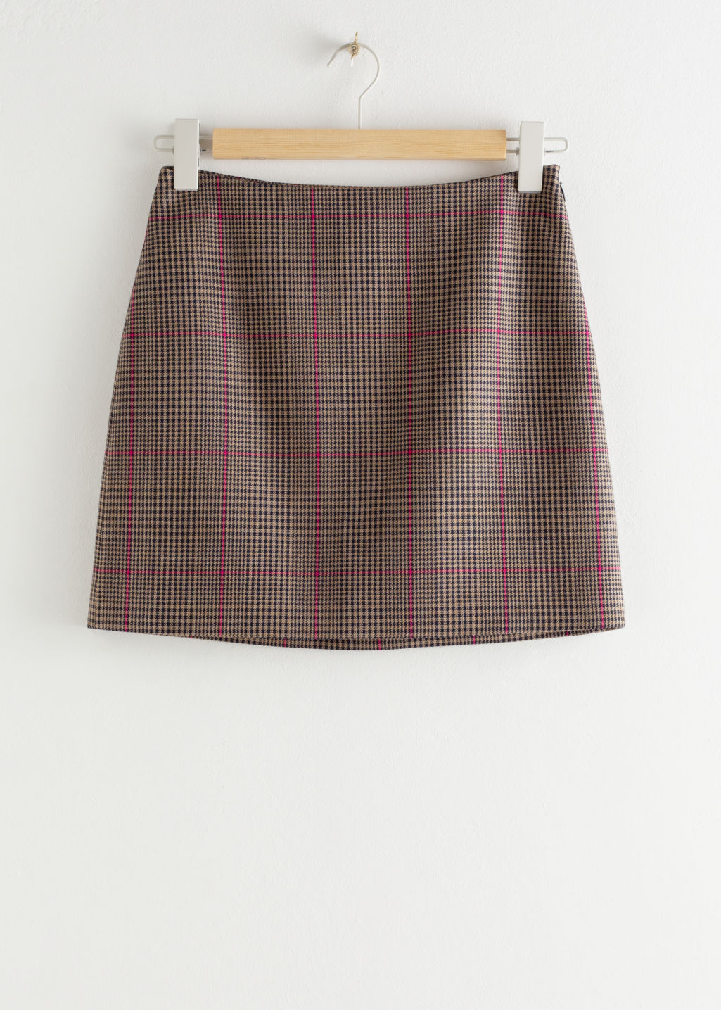 & Other Stories Brown Plaid Check Mini Skirt