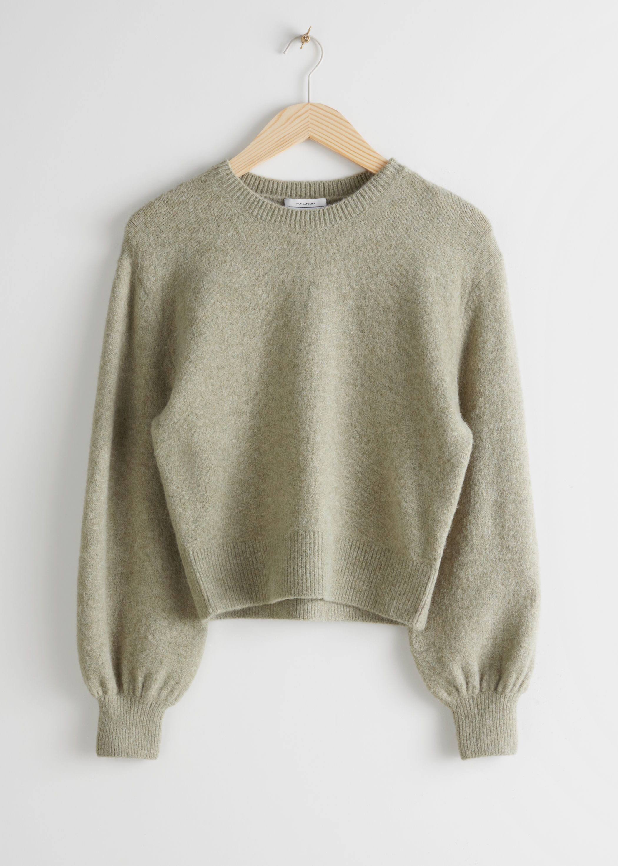 & Other Stories Sage Green Cropped Sweater