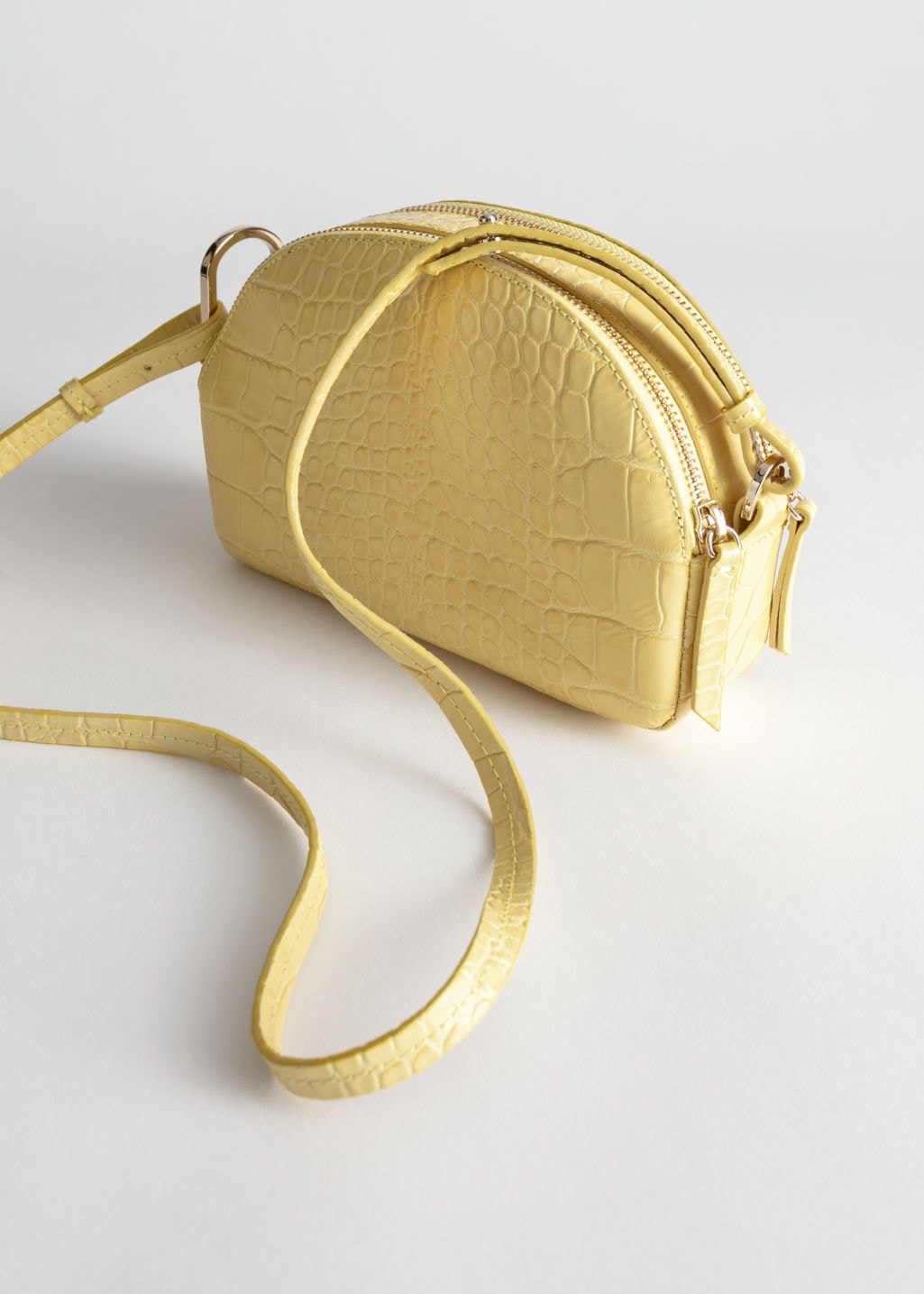 & Other Stories Yellow Leather Croc Purse